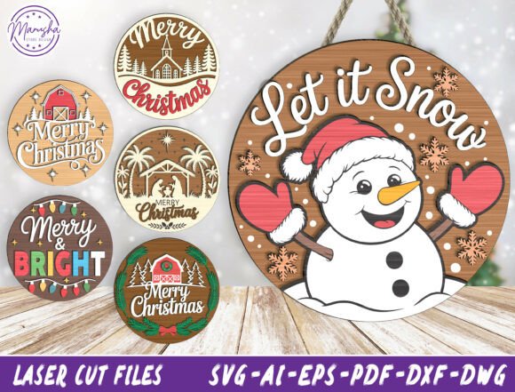 Download Christmas Round Sign SVG Bundle - Sign Collection