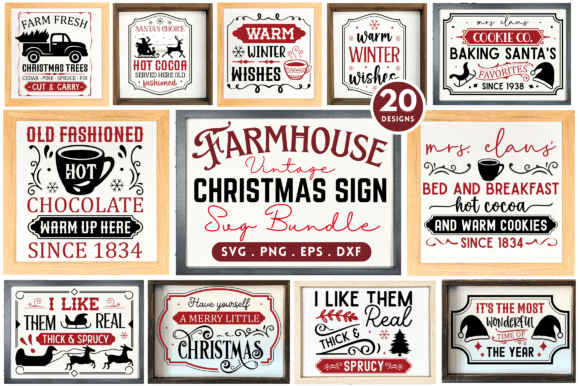 Download Farmhouse Christmas Sign SVG Bundle - Sign Collection