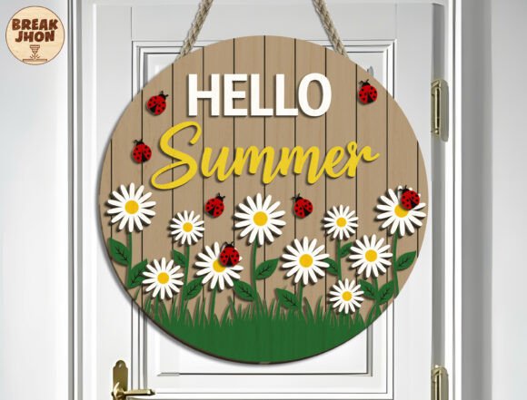 Download Hello Summer Ladybug Sign SVG - Sign Collection