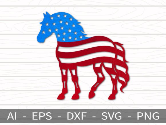 Download Patriotic Horse - Laser Cutting Design - Sign Collection
