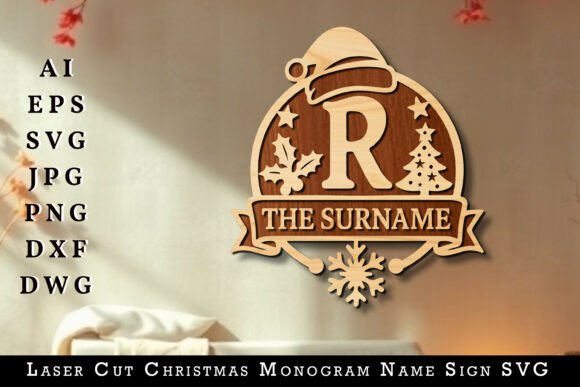Download Laser Cut Christmas Monogram Name Sign - Sign Collection