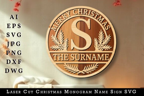 Download Laser Cut Christmas Monogram Name Sign - Sign Collection