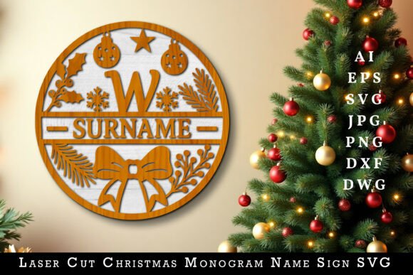 Download Laser Cut Christmas Monogram Name Sign - Sign Collection