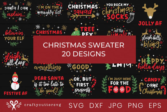 Download Christmas Sweater Designs | Christmas Bundle 20 Designs - Sign Collection