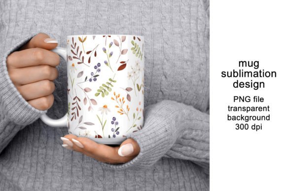 Download Mug Design, Wrap with Flowers, PNG. - Sign Collection