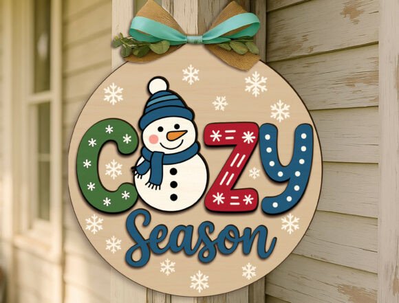 Download Cozy Season Snowman Christmas Sign Svg - Sign Collection