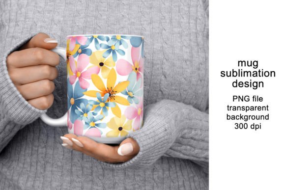 Download Mug Design, Wrap with Flowers, PNG. - Sign Collection