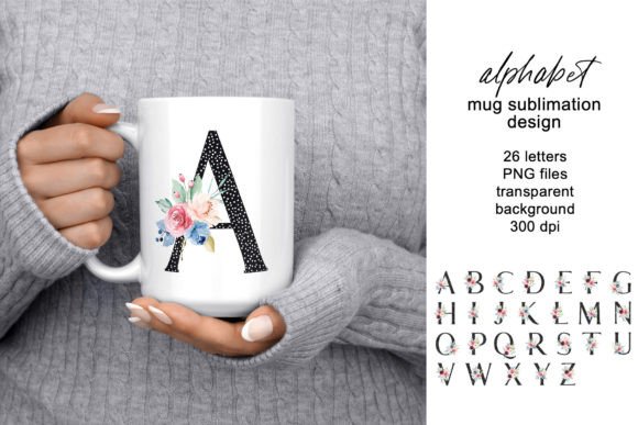 Download Mug Design, Floral Monogram, Flowers PNG - Sign Collection