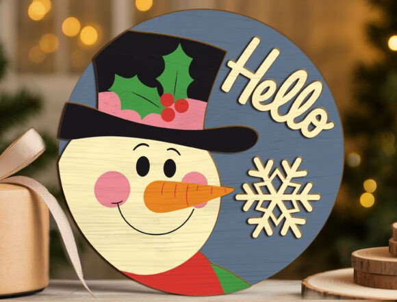 Download Hello Snowman Layered Christmas Sign Svg - Sign Collection