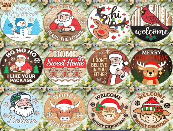 Download Mega Christmas Round Sign SVG Bundle - Sign Collection