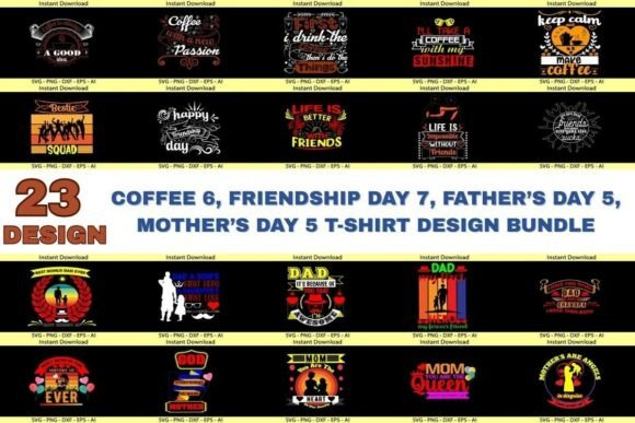 Download Coffee &amp; Family T-Shirt Design Bundle - Sign Collection
