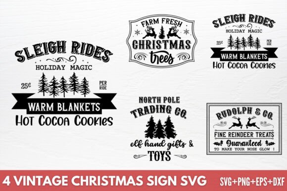 Download Vintage Christmas Sign SVG - Sign Collection
