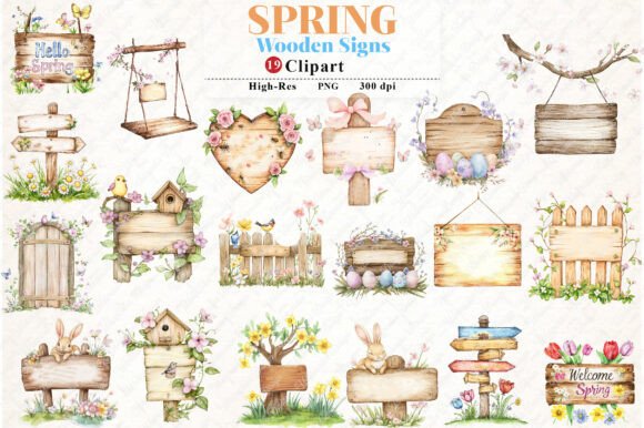 Download Spring Wooden Signs Clipart - Sign Collection