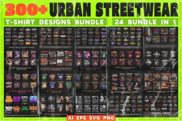 Download Urban Streetwear T-shirt Designs Bundle - Sign Collection