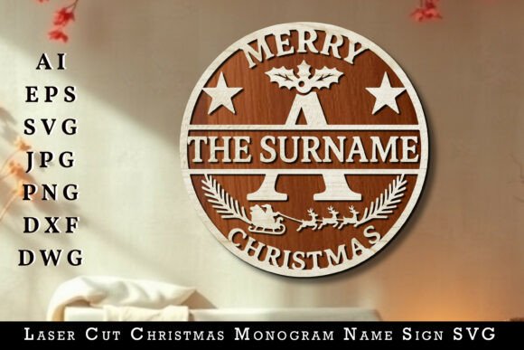 Download Laser Cut Christmas Monogram Name Sign - Sign Collection