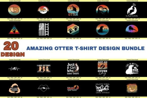 Download Amazing Otter T-Shirt Design Bundle - Sign Collection