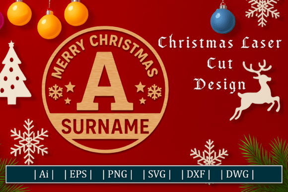 Download Christmas Round Monogram Sign - Sign Collection