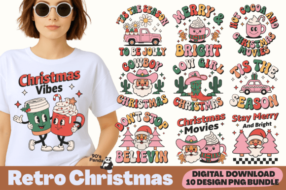 Download Retro Christmas Western Design Bundle - Sign Collection