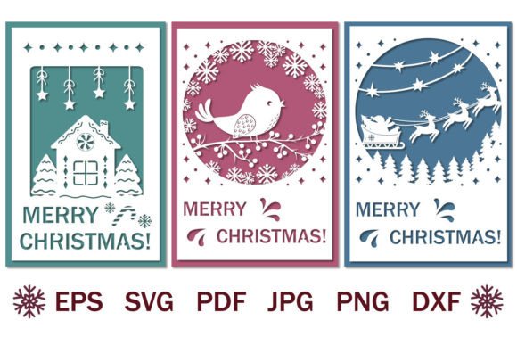 Download Bundle of Papercut Christmas Cards, Svg - Papercut Collection