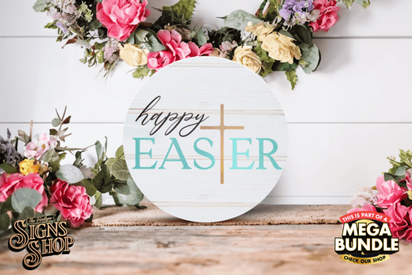 Download Happy Easter Cross | SVG Round Sign - Sign Collection