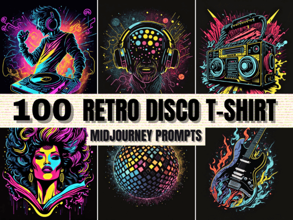 Download 100 Retro Disco T-shirt Designs Prompts - Sign Collection