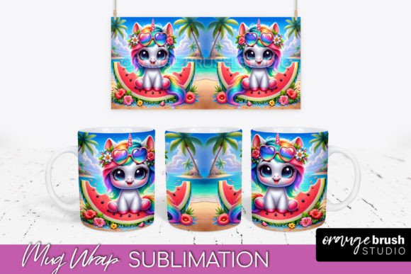 Download Unicorn Mug Wrap Summer Beach Mug Design - Sign Collection