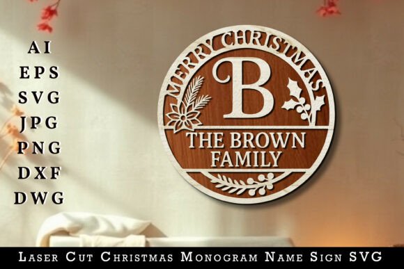 Download Laser Cut Christmas Monogram Name Sign - Sign Collection