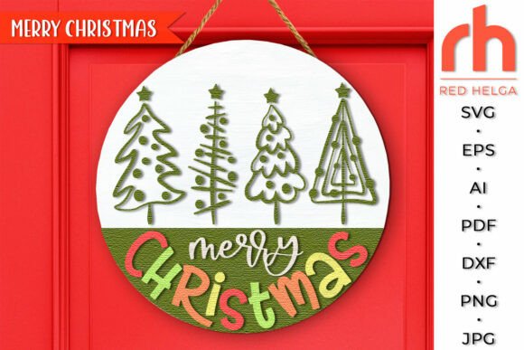 Download Hand Drawn Christmas Tree Door Sign SVG - Sign Collection