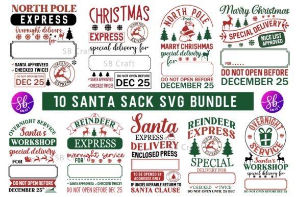 Download Santa Sacks 10 Designs SVG Bundle - Sign Collection