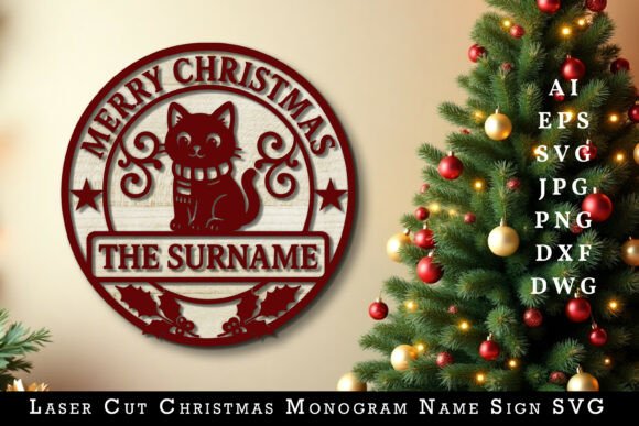 Download Laser Cut Christmas Monogram Name Sign - Sign Collection