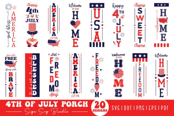 Download 4th of July Porch Sign SVG Bundle - Sign Collection